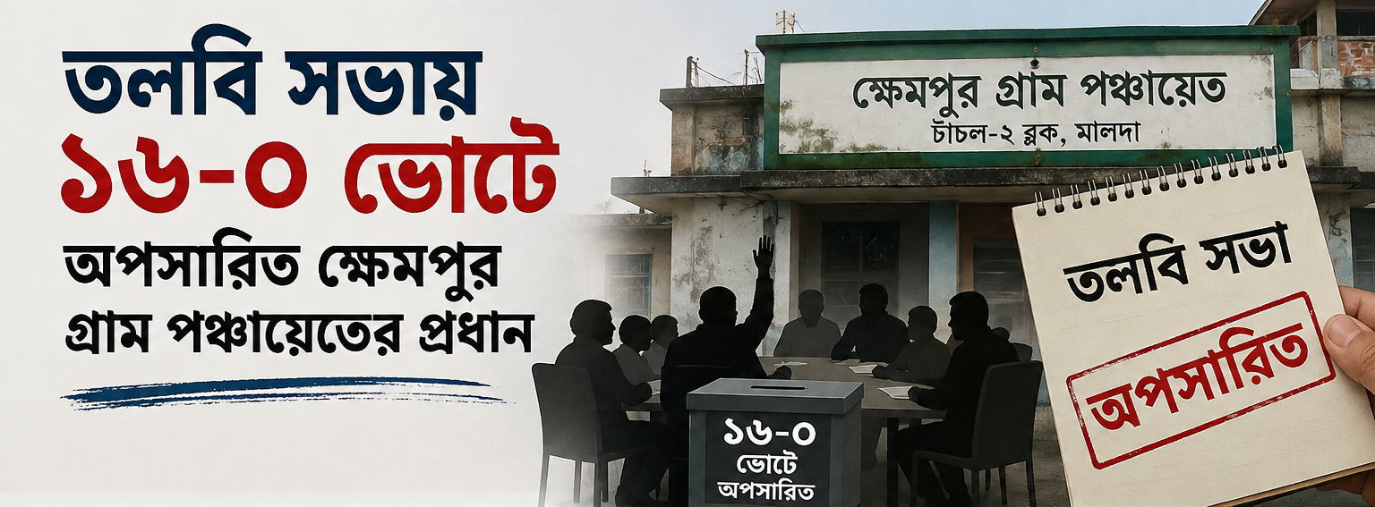 তলবি সভায় ১৬-০ ভোটে অপসারিত ক্ষেমপুর গ্রাম পঞ্চায়েতের প্রধান