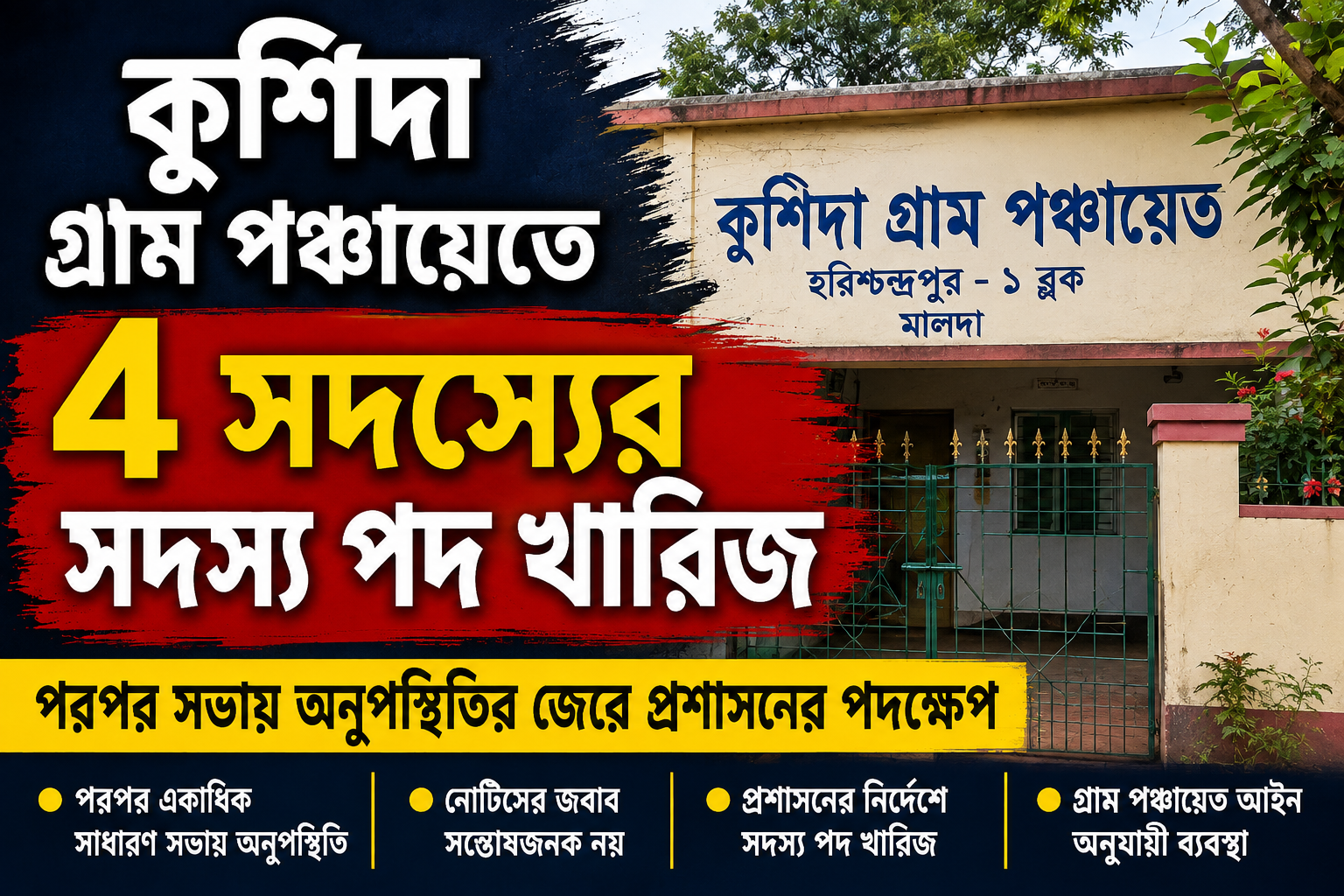 কুশিদা পঞ্চায়েতে চার সদস্যের পদ খারিজ, নোটিস নিয়ে বিতর্কের অবসান